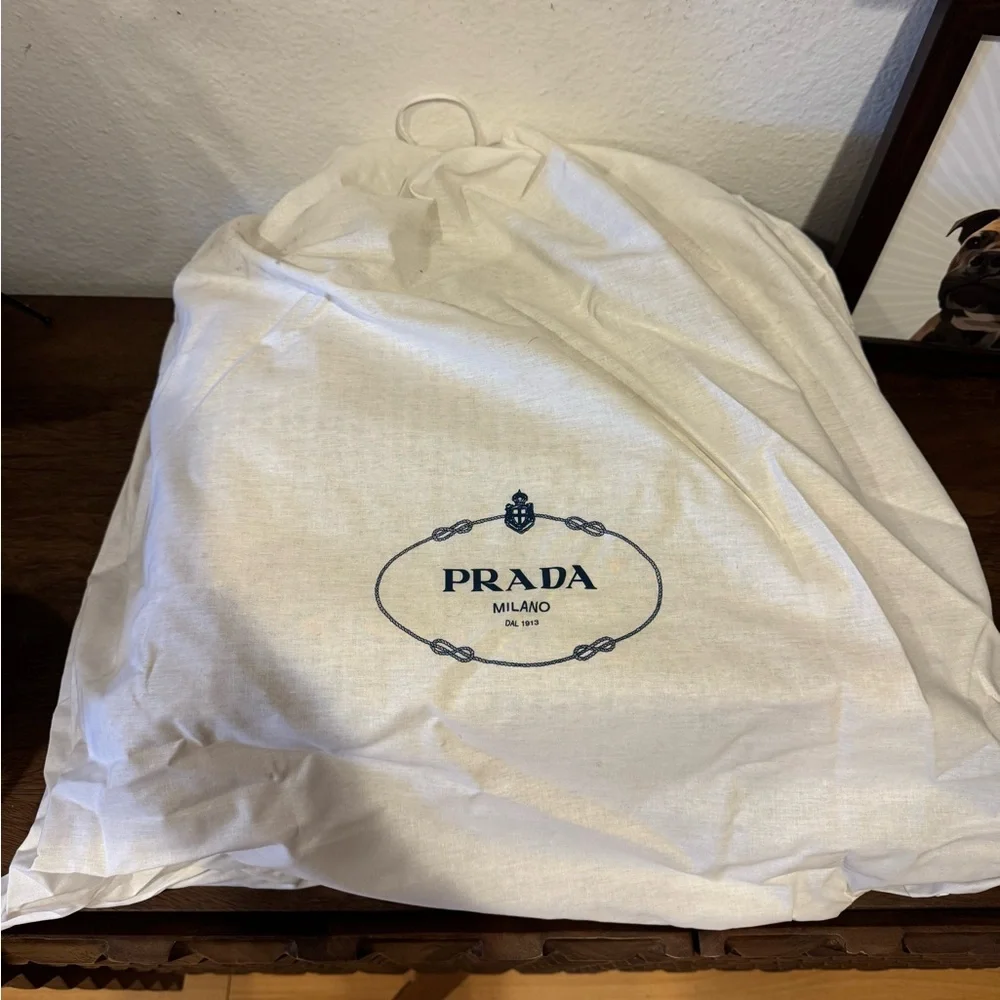 PRADA NWT Crochet Raffia Tote Bag Straw Logo Purse Natural - Picture 11 of 12